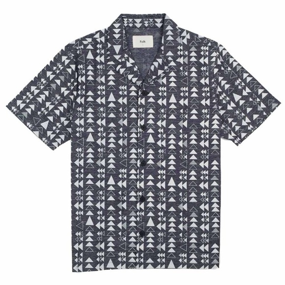 NWOT Folk SS Soft Collar Shirt Tile Print White Size 5 - Picture 3 of 10